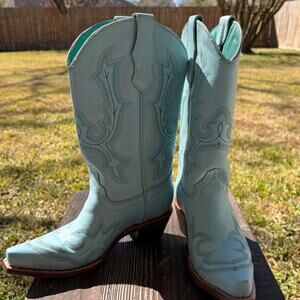Corral Embroidered Leather Boot Snip Toe Blue T 0174 Sz 2 1/2